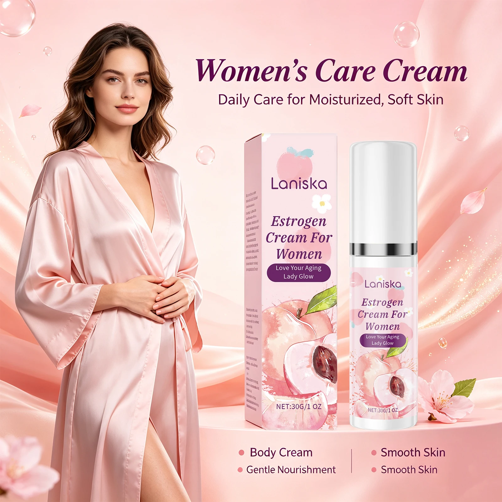 Women Estrogen Cream Peach Scent Repair Damaged Skin Relieve Itching Pain Moisturizing Skin Care Cream Feminine Care