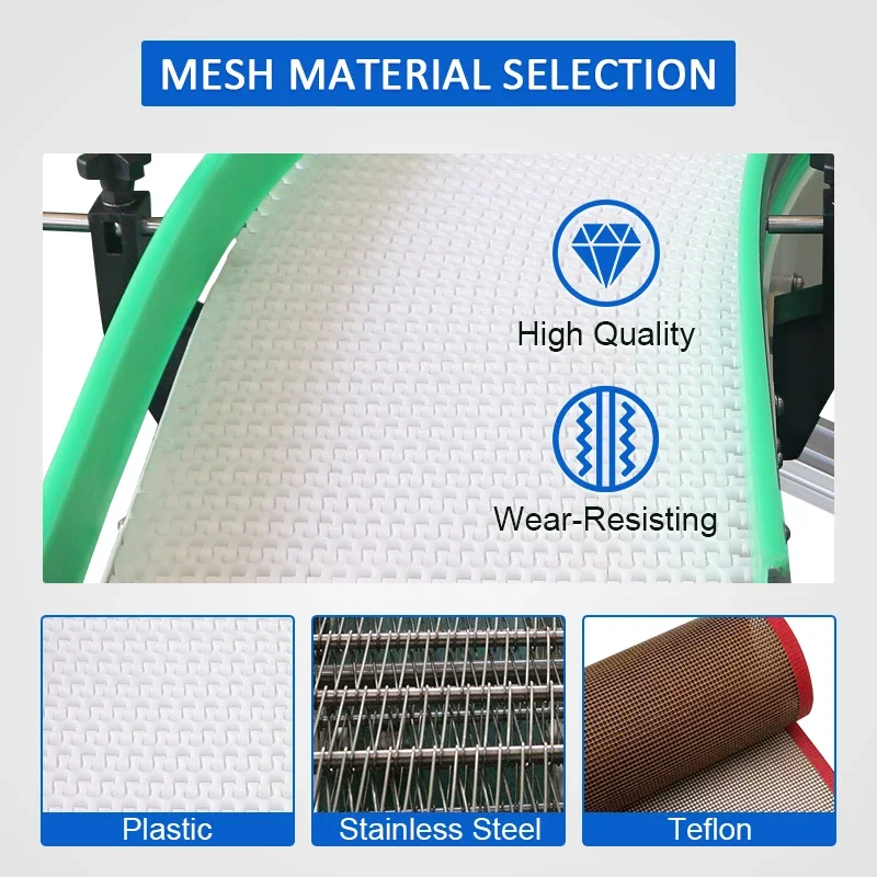 Curved Sanitary Belt Conveyor Modular Plastic Pad for Food Vegetable Bread Processing Clean Workshop Suitable