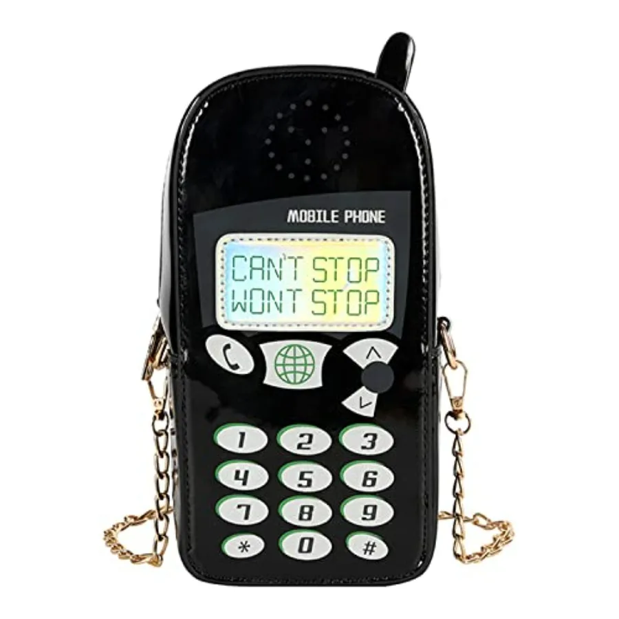 

KUANG! Women Cute Digital Mobile Phone Shaped Shoulder Bag Funny Crossbody Bag Pu Messenger Chain Purse for Girls