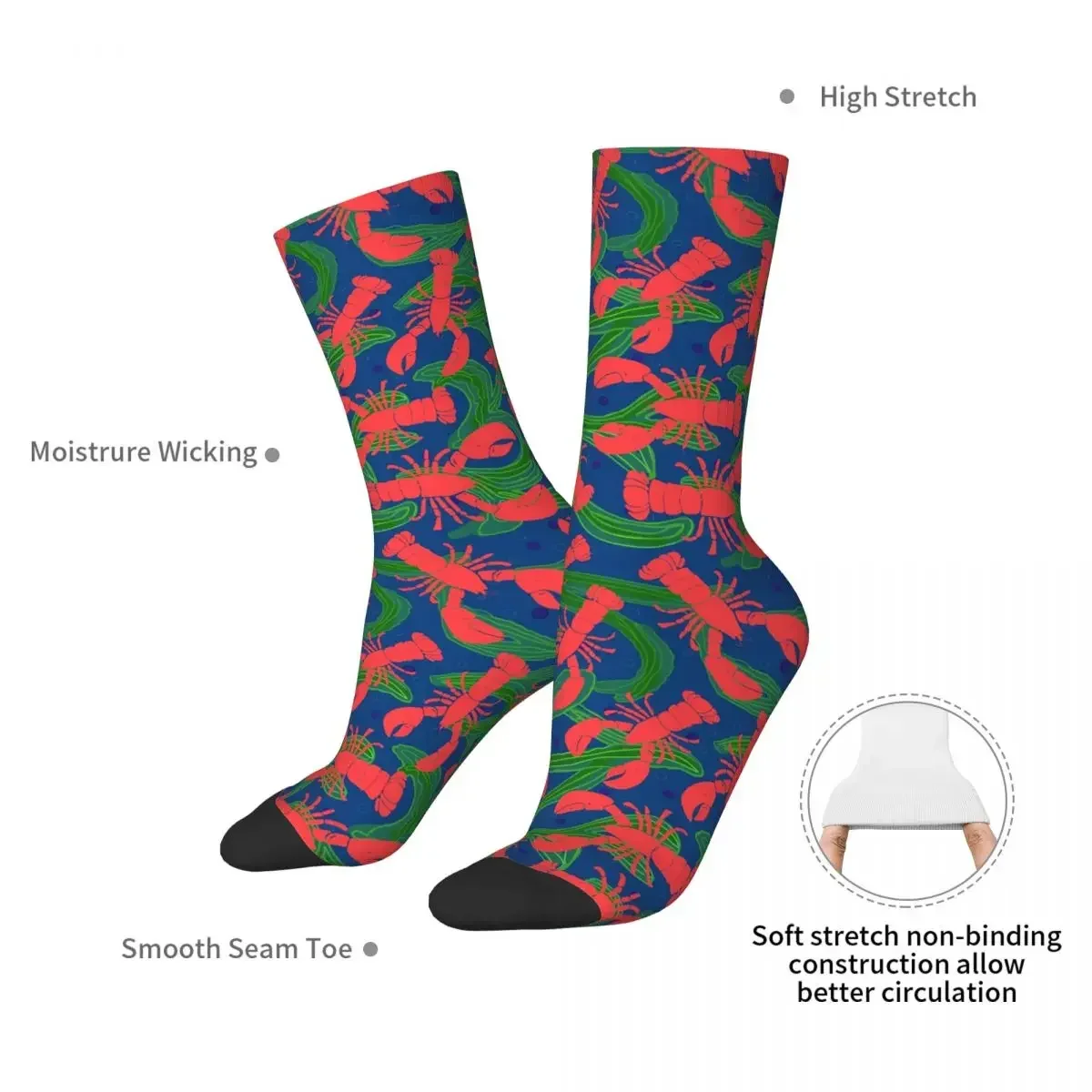 Lobsters And Seaweed Socks Harajuku High Quality Stockings All Season Long Socks Accessories for Unisex Gifts