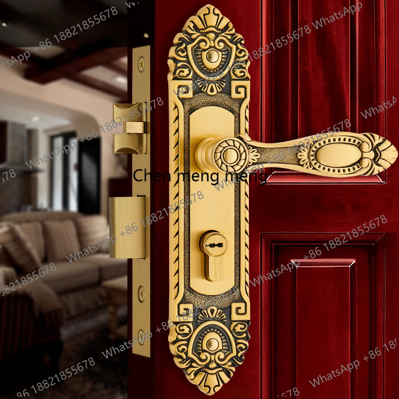 

Элитный латунный замок для ворот, европейские замки для входных дверей, золотистый дверной комплект с ручкой, замки для спальни, разноцветные варианты на выбор