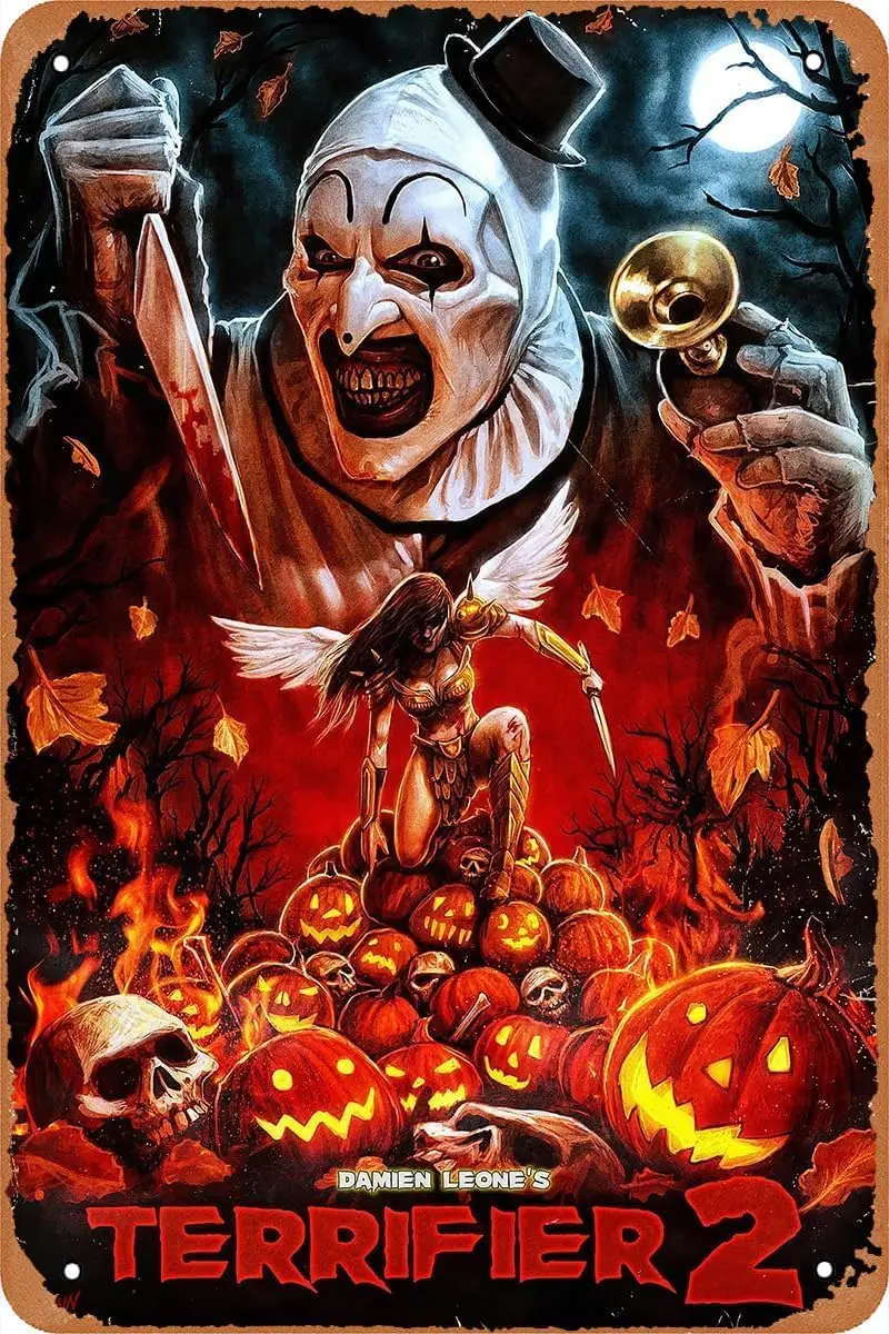 

SONAXO Металлическая жестяная вывеска Terrifier Horror Movie Poster Настенный декор Забавный для дома Кухня Бар Паб Человек Кафе Украшение комнаты Винтовая банка