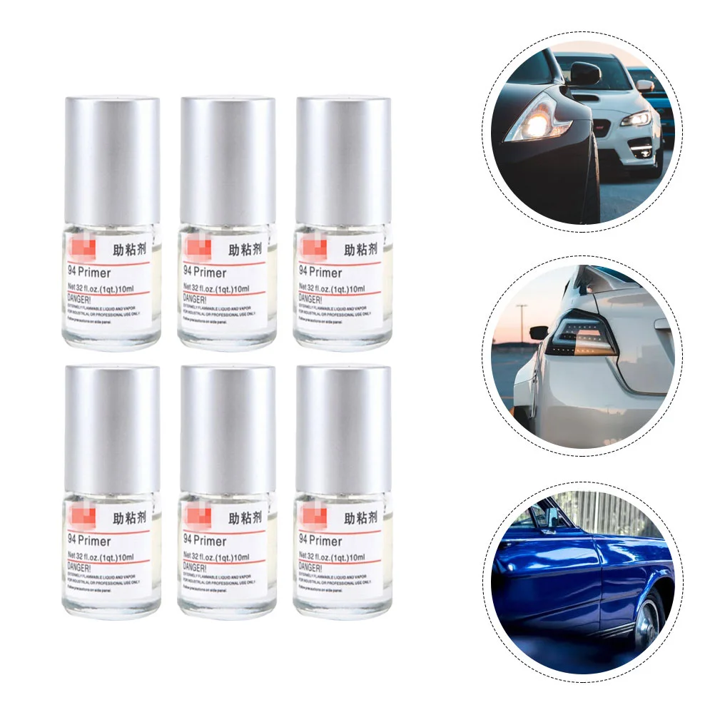 6 Bottles Automotive Adhesion Promoter Cars Adhesive Tape Double-sided 10ml Multipurpose Primer Supply