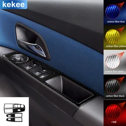 For Chevrolet Cruze 2009-2015 Door Window Lift Control Panel Tuning Cover Soft Real Carbon Stickers Car Interior Accessories