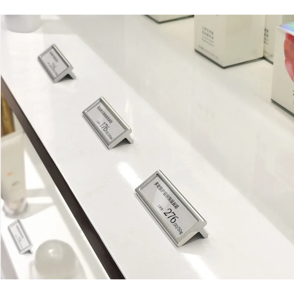 Supermarkt Rode Wijn Thee Labe Houder Zilver Metalen Aluminium Commodity Prijskaartje Display Frame