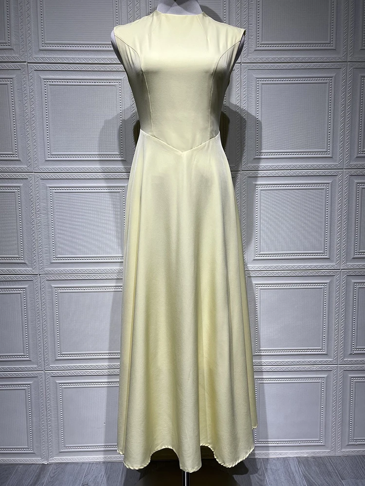 Mozision Mouwloze Hoge Taille Sexy Midi Jurk Voor Vrouwen Mode Elegante Effen Geplooide Club Party Lange Jurken Vrouwelijke Nieuw