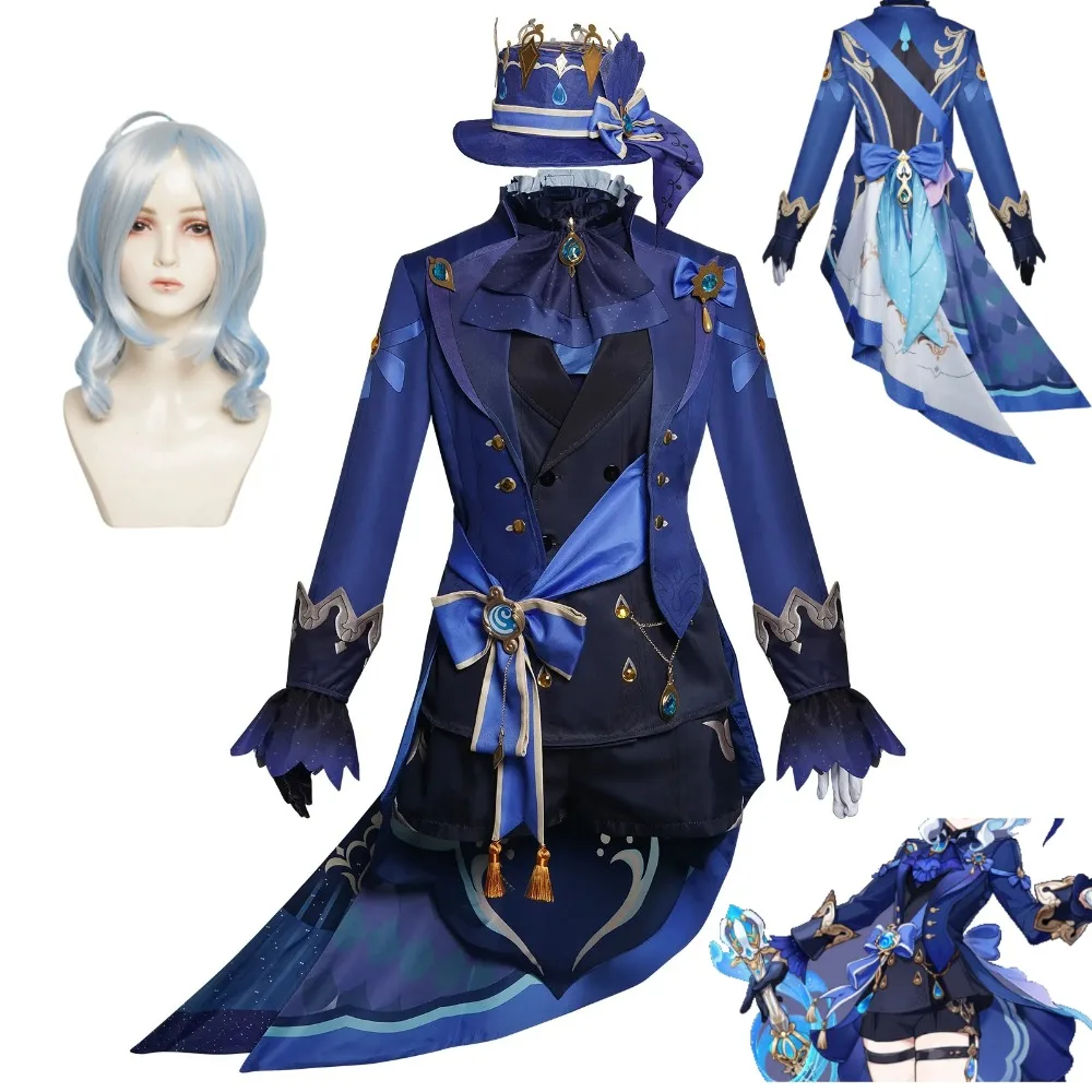 

Furina De Fontaine Cosplay Focalors Costume Outfits Dress Wig Hat Lovely Suit Dress Hat Halloween Women Outfit Comic Con