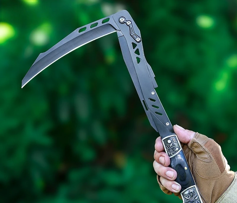 

2025 New Outdoor Multi Functional Stainless Steel Folding Sickle Convenient Camping Garden Weeding EDC Survival Equipment