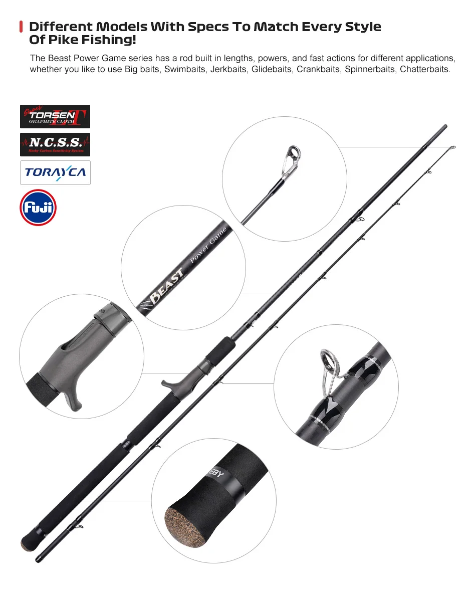 Noeby Hecht Angelrute 1,98 m 2,13 m 2,44 m 2,59 m Fuji Toray Carbon Casting Spinning Big Baits Power Wels Hecht Angelruten – Detail 14