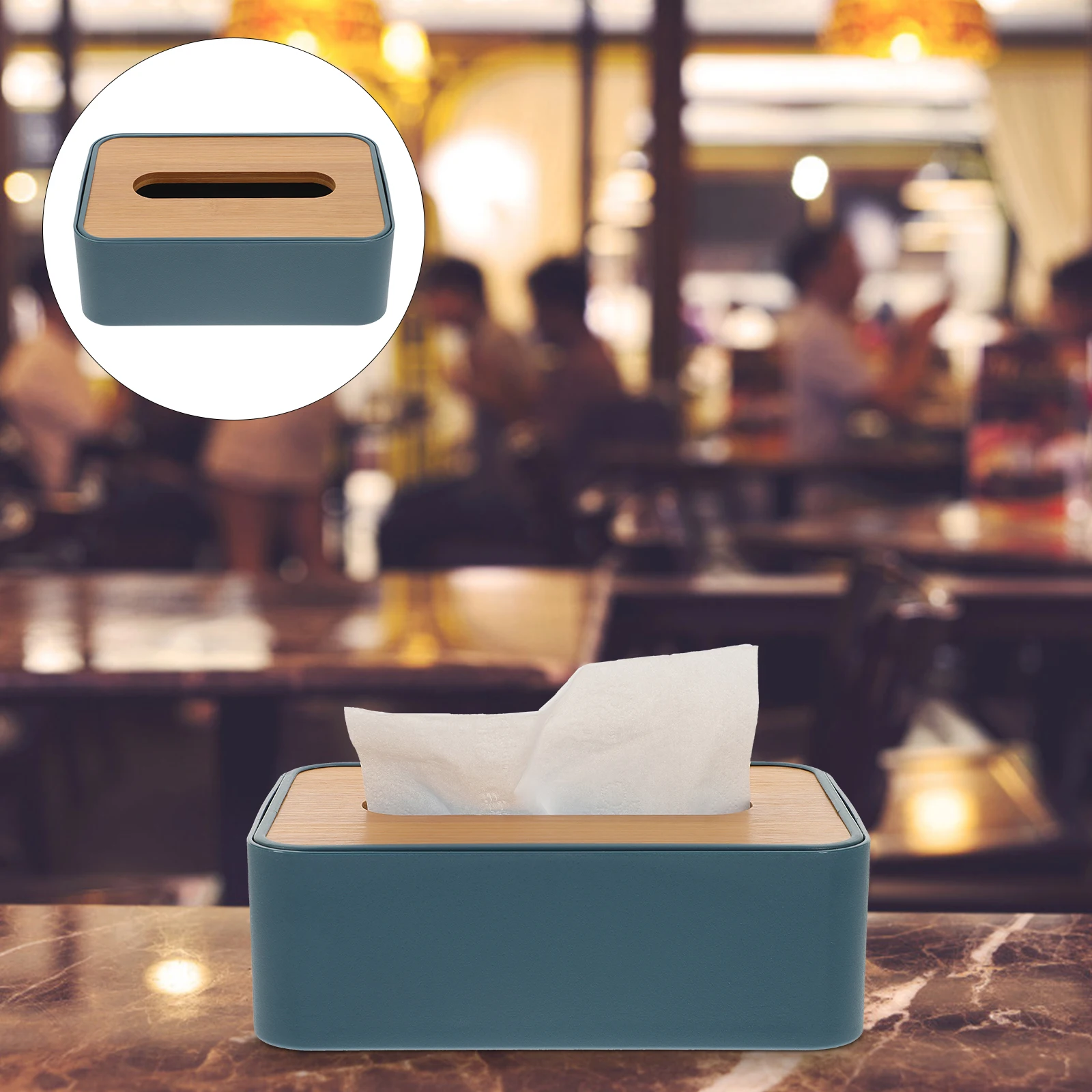 

Wooden Tissue Box Holder Retro Container for Paper Towel Storage Blue Color Bedroom Office Desk Decorative Napkin Boxes