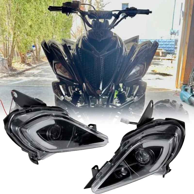 Faros delanteros ATV para Yamaha Raptor 700, 350, 250, YFZ 450R, 450X, Lobezno 450, 350, faro embellecedor H4, intermitentes, 1 Juego