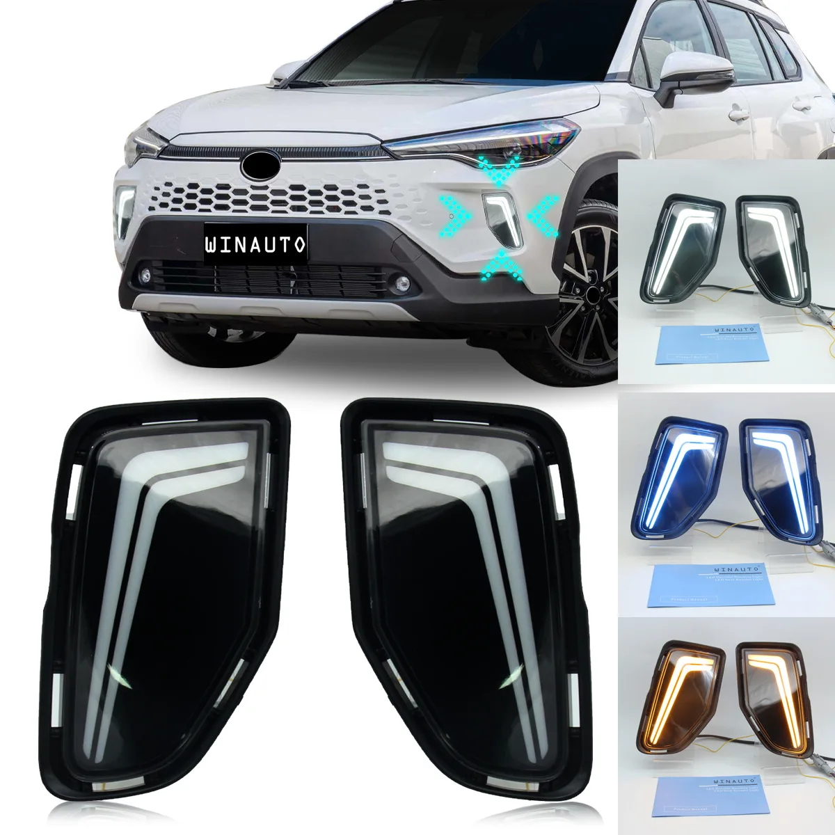 

Подходит для Toyota Corolla CROSS 2024, дневной ходовой огни, дневной ходовой огни, трехцветный потоковый указатель поворота
