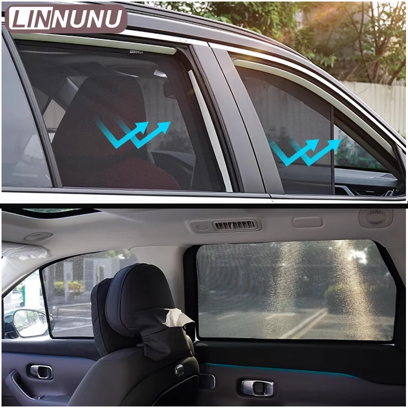LINNUNU ستارة السيارة نافذة جانبية المغناطيسي ظلة شبكة الصيف الشمس الظل الأشعة فوق البنفسجية حماية لجيلي Coolray SX11 2025 اكسسوارات