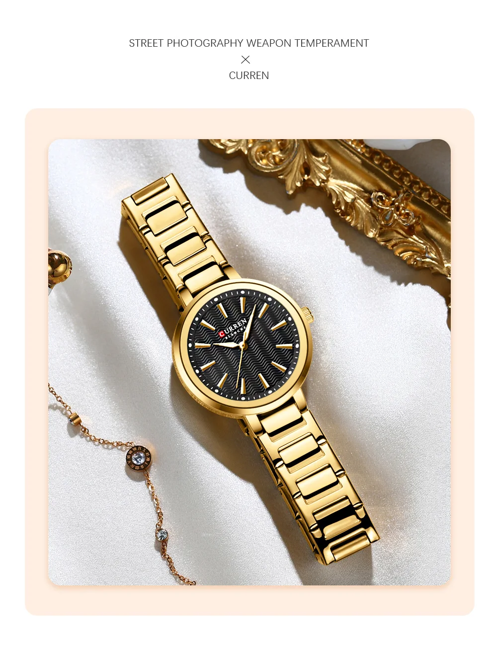 CURREN Elegante Schlichtheit Quarz-Zifferblatt-Uhr für Damen Schlankes Luxus-Zifferblatt mit Leuchtzeigern Armbanduhr für Damen – Detail 13