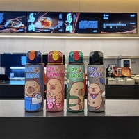 750ml Cute  Water Cup Anime Portable Children Plastic Cartoon sticker Cup Cartoon Outdoor Sports Large Capacity Water Bottle Gif