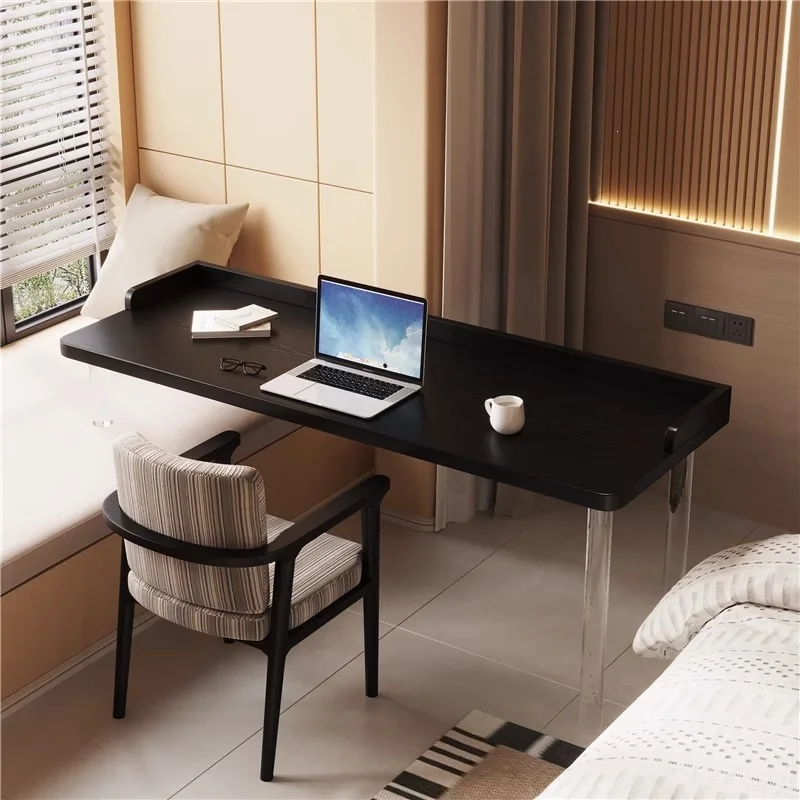 Solid wood suspended acrylic bedroom bay window table high and low foot children's desk black modern simple computer desk