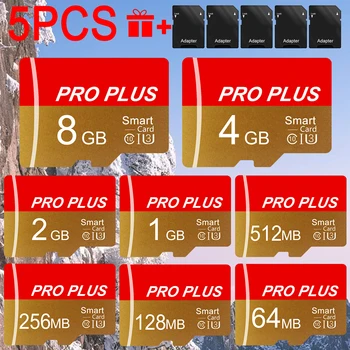 5 pièces carte mémoire 8GB 4GB 2GB 1GB avec adaptateur carte mémoire haute vitesse, petite capacité 512 mo 256 mo 128 mo 64 mo UHS-I A1 mémoire TF