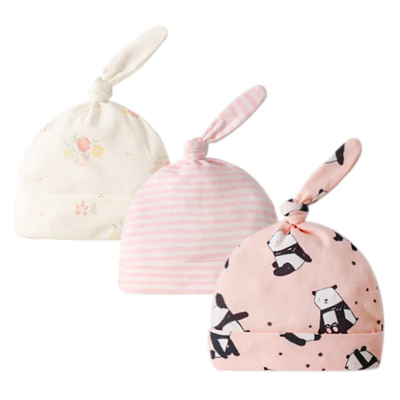 momscare Baby hat 0-6 months ins newborn fetal cap female model baby spring and summer 3 pieces