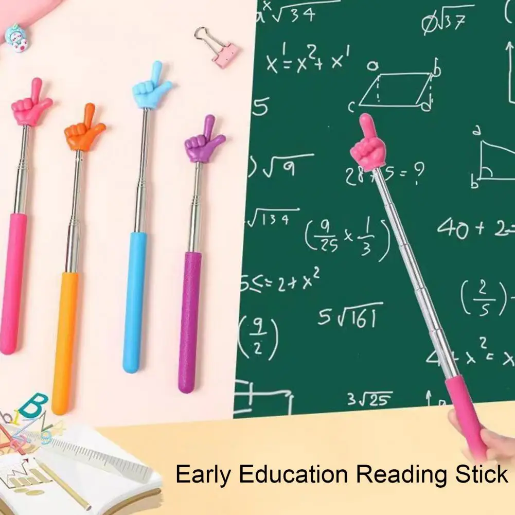 Aço inoxidável Finger Reading Stick, Aula Pointer, Vara de ensino portátil para apresentações Whiteboard, Dedo retrátil