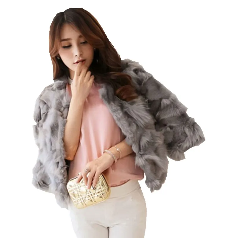 Faux Fox Fur Grass Coat Women Short Winter Warm Wear New Fashion Imitation Mink Fur Female Overcoat Furry High Quality Top