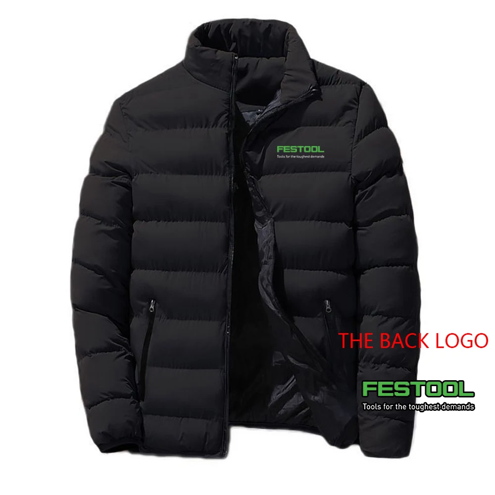 Festool Logo printed men's outdoor leisure solid color cotton-padded jacket high quality cotton-padded jacket in winter 2025.