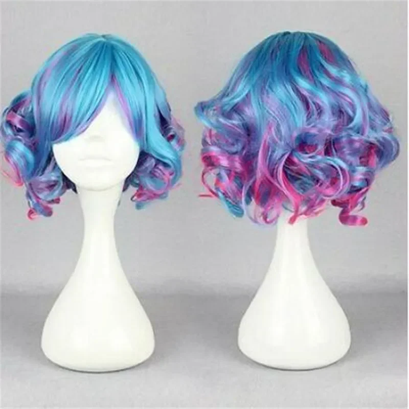 New Cosplay beautiful long mixed colour curly Hair women wig