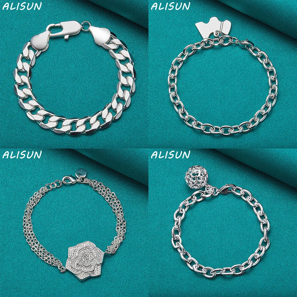 

ALISUN 925 Sterling Silver Bracelet For Women Men Fashion Jewelry Charm Grace Noble Wedding Accessories