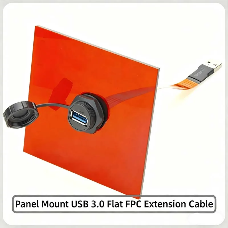 

Panel-Mount USB 3.0 Extension Cable, FPC Flat Ribbon Cable, IP67 Waterproof, Male-to-Female Front Extension Cable, 0.2 m