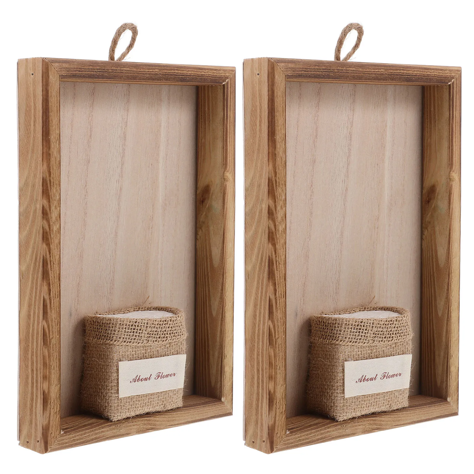 

2Pcs Wooden Planter Hanging Basket Wall Basket Decor Decorative Flowerpot Holder Rustic Home Office Plant Storage Baskets