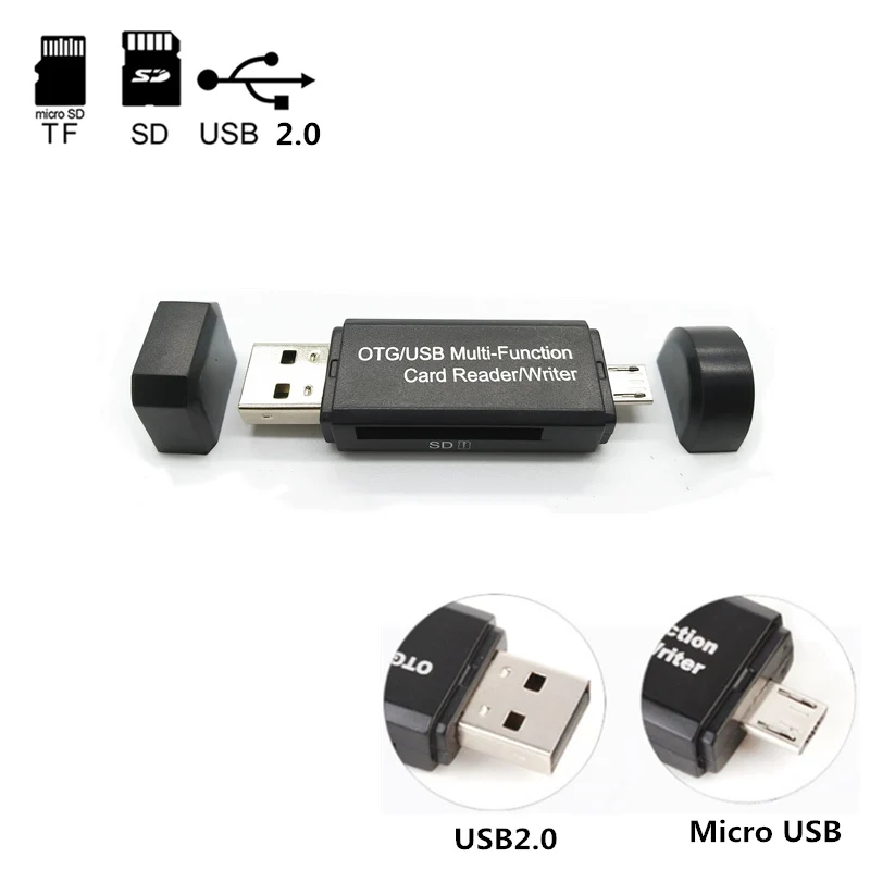 قارئ بطاقة OTG عالي السرعة ، 2 في 1 ، USB Micro-USB ، واجهة من النوع C مع فتحة لبطاقة SD الصغيرة ، قارئ بطاقة ذاكرة فلاش للهاتف