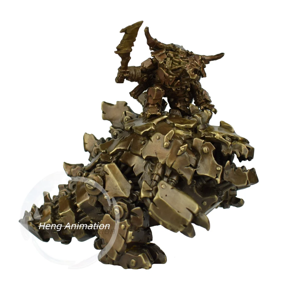 Creative Desktop Figurine Ornament: Brass Mechanical Mini Monster Vs Godzilla, Craft Artwork & Office Gift