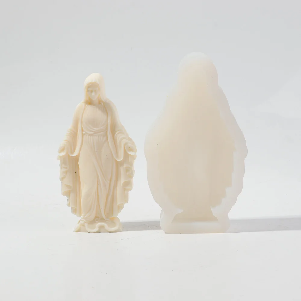 DIY Virgin Mary Candle Gypsum Making Mold Handmade Aromatherapy Candle Resin Making Mold Women Portrait Decor Gifts