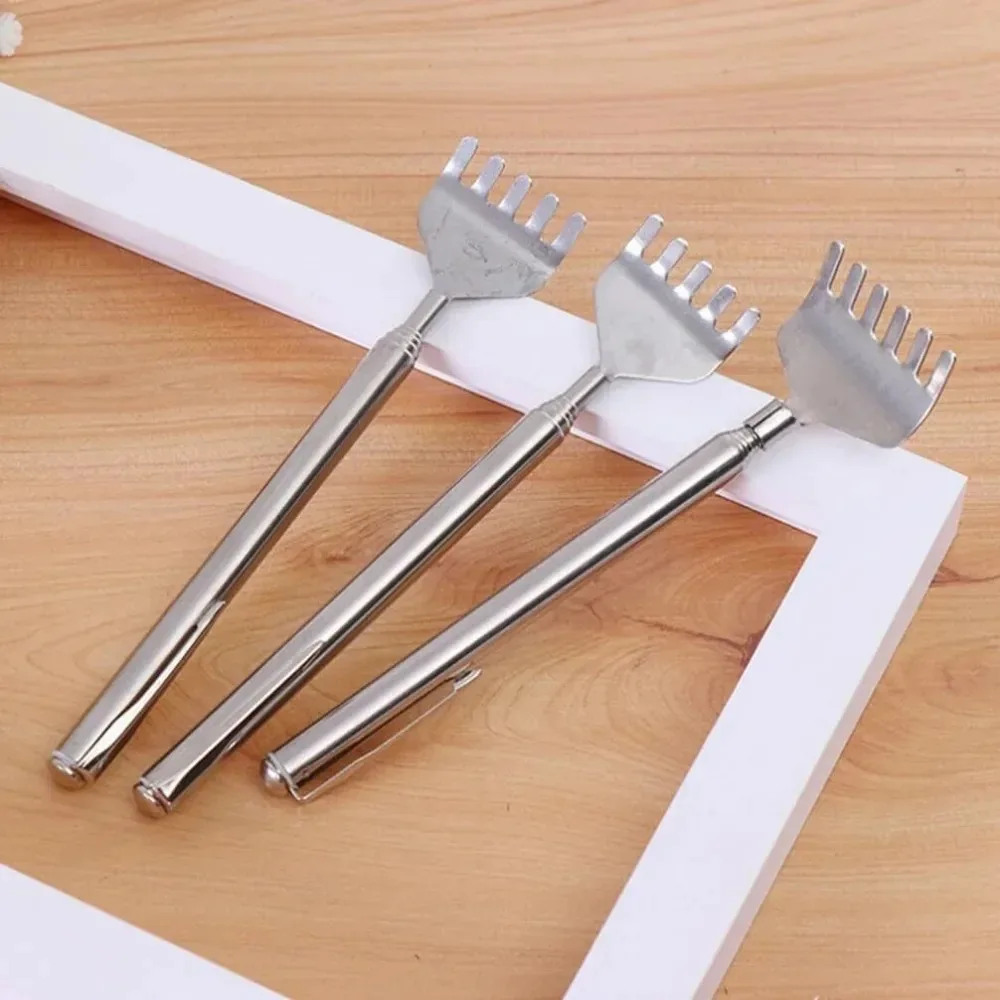 

Выдвижной инструмент для скребка для спины — карманный массажер из нержавеющей стали с зажимом для пожилых людей и ограниченной мобильности