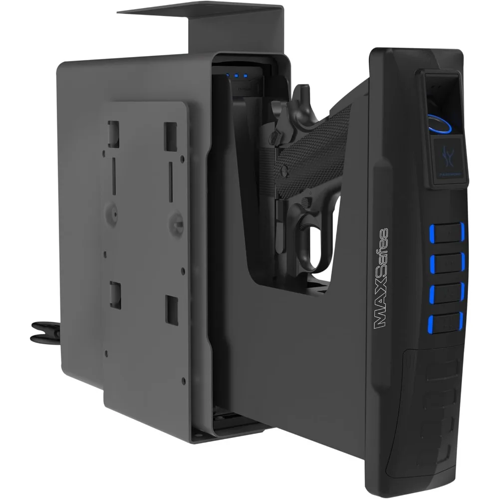 Caja fuerte biométrica para pistola deslizante para escritorio, mesita de noche, modo silencioso de viaje, caja fuerte para pistola de mano con puerta corredera automática para reconocimiento de venas de los dedos