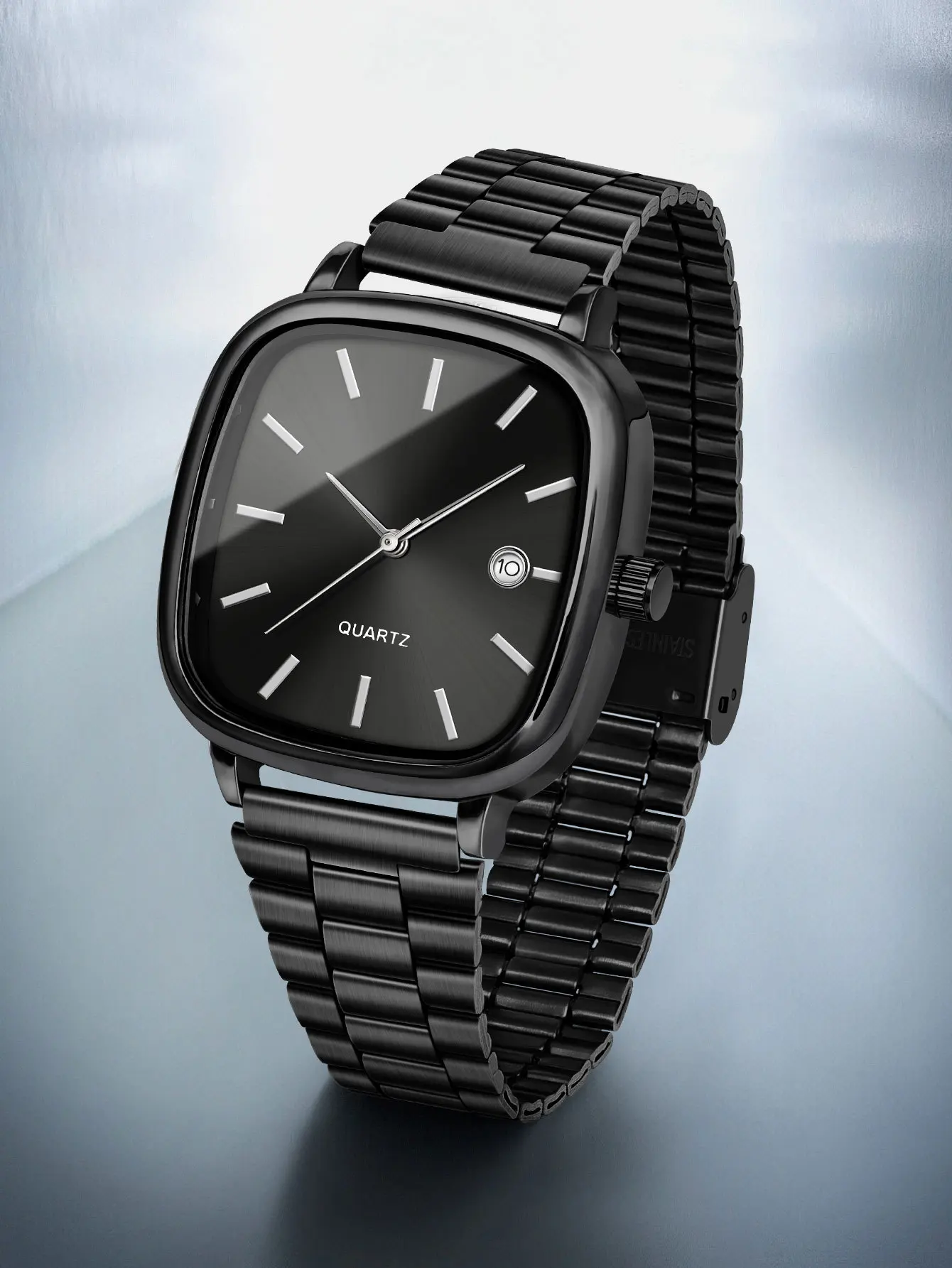 Couple's Steel Belt Small Square Calendar Simple Men's and Women's Commuting Quartz Watch