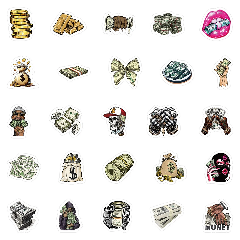 10/30/50pcs Funny Cartoon Money World Stickers Graffiti Waterproof Sticker for Laptop Luggage Skateboard Vinyl Decals Kids Gifts