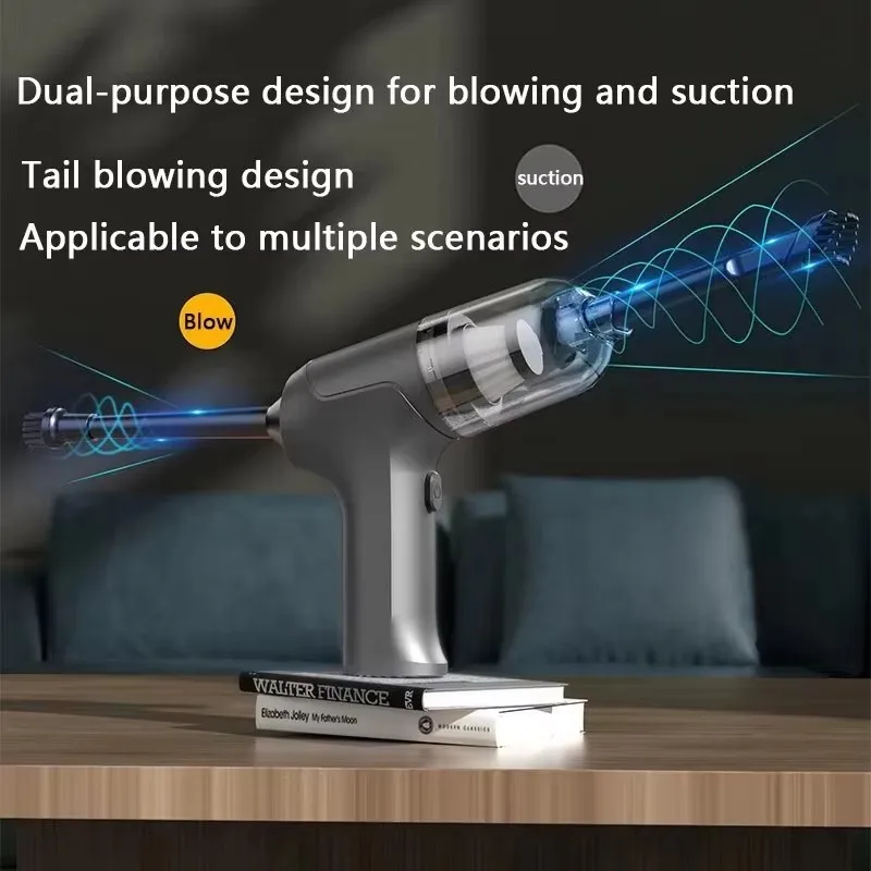 เครื่องดูดฝุ่นในรถยนต์ ฟังก์ชั่นดูดและเป่าลมในตัว เครื่องดูดฝุ่นแบบพกพาสำหรับใช้ในครัวเรือน กำลังสูง ไร้สาย