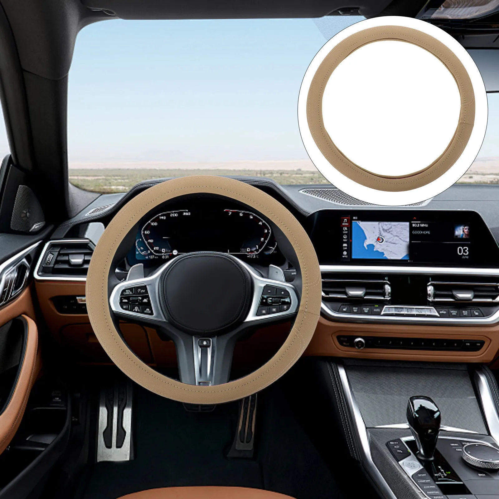 

38Cm PU Steering Wheel Cover Anti-Slip Stylish Sleeve for Cars Suvs Trucks Easy Installation Steering Wheel Cover