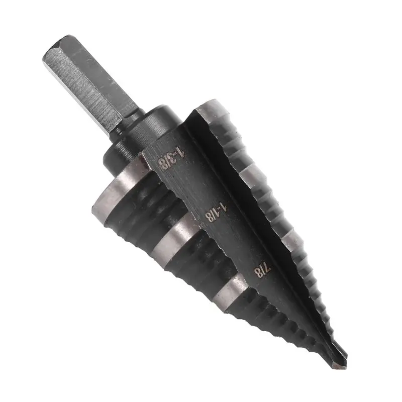 

Сверло ступенчатое из быстрорежущей стали с 24-часовой доставкой, 3/8 дюйма, шестигранный хвостовик, нитрированное, тип «пагода», для сверления отверстий в нержавеющей стали 7/8-1-3/8 дюйма