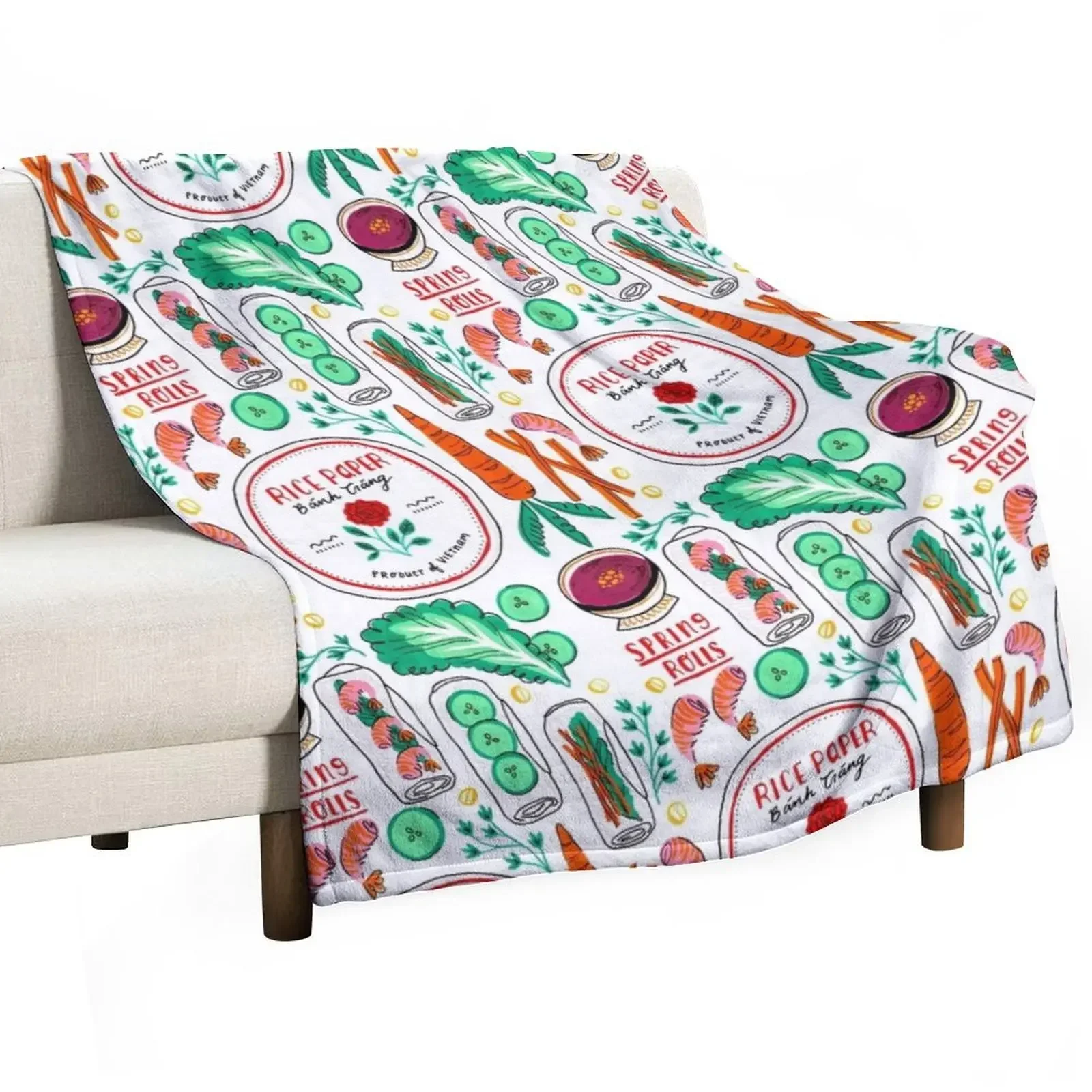 Vietnamese Spring Rolls Throw Blanket blankets ands Warm Decorative Sofas halloween Blankets