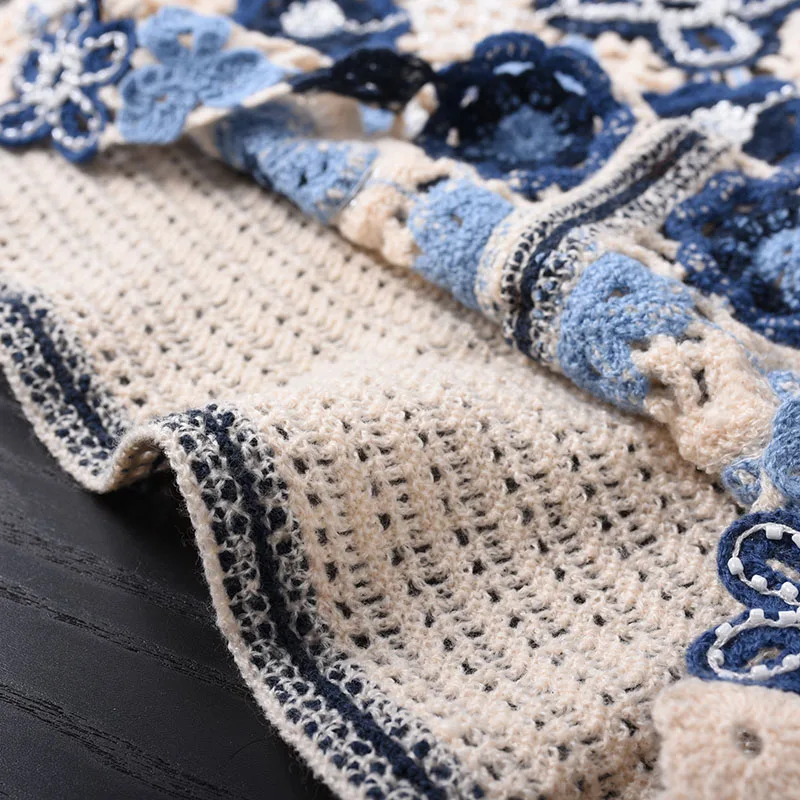 Chaleco de ganchillo con margaritas para mujer, sin mangas, con botones, suéter de punto abierto, Top de verano para adolescente, traje de vacaciones bohemio