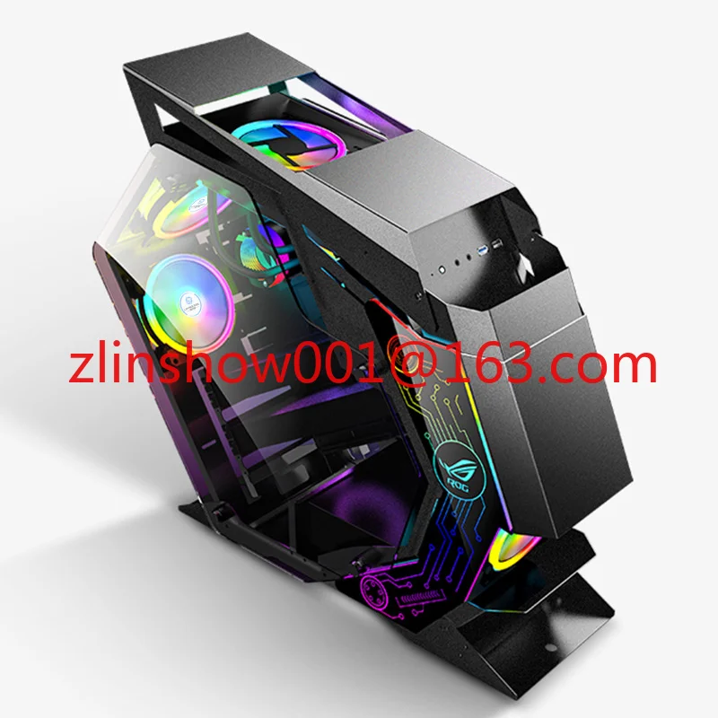 برج خزانة وحدة المعالجة المركزية لألعاب الكمبيوتر من الزجاج المقسى M-ATX/ITX حافظة كمبيوتر للألعاب برج كامل مع مروحة RGB #5