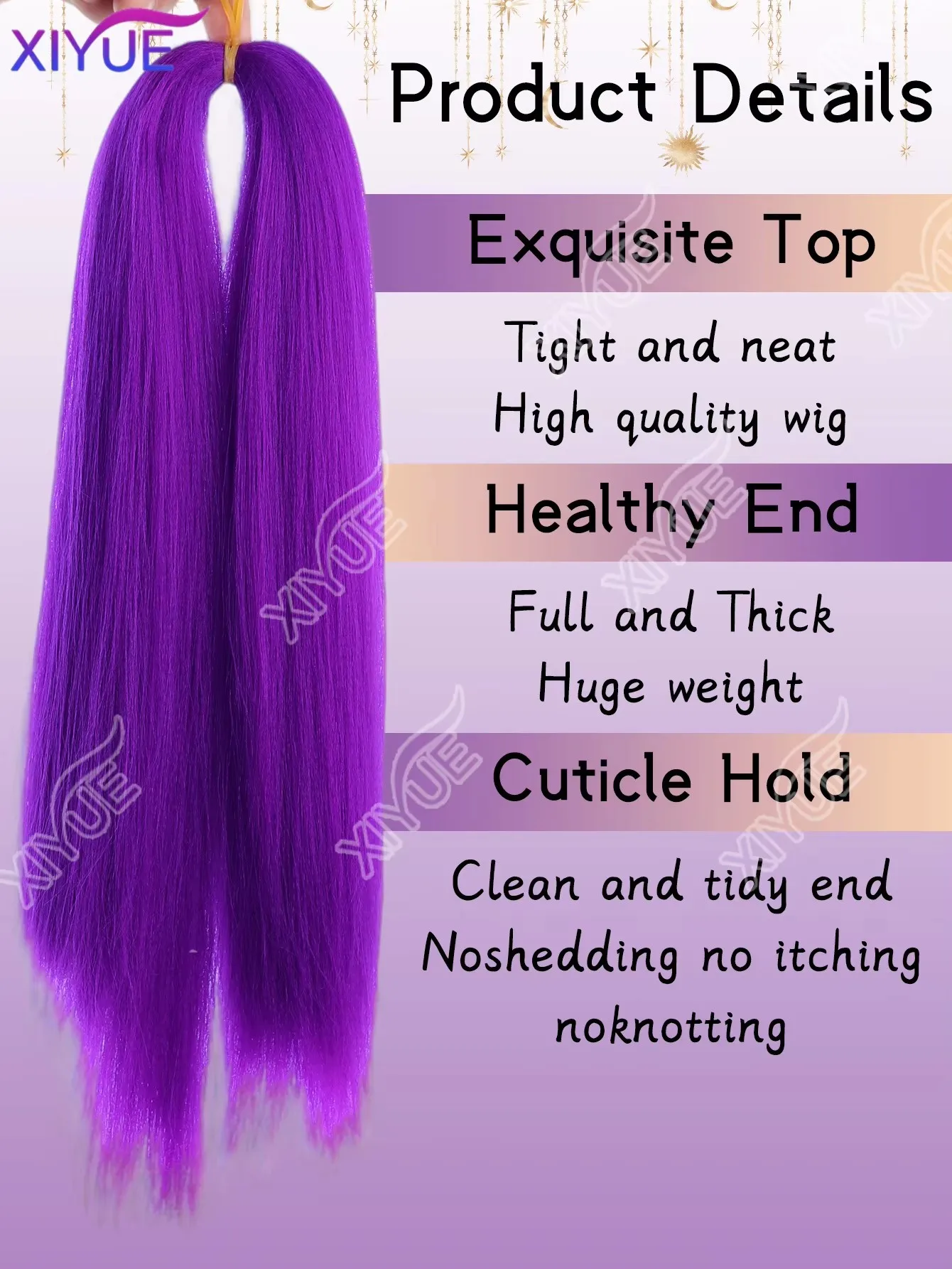 Long Purple Ponytail Synthetic Rumi Wig Braided Ponytail Hairpiece Hip Hop Clip in Hair Extension High Ponytail for Girl XIYUE
