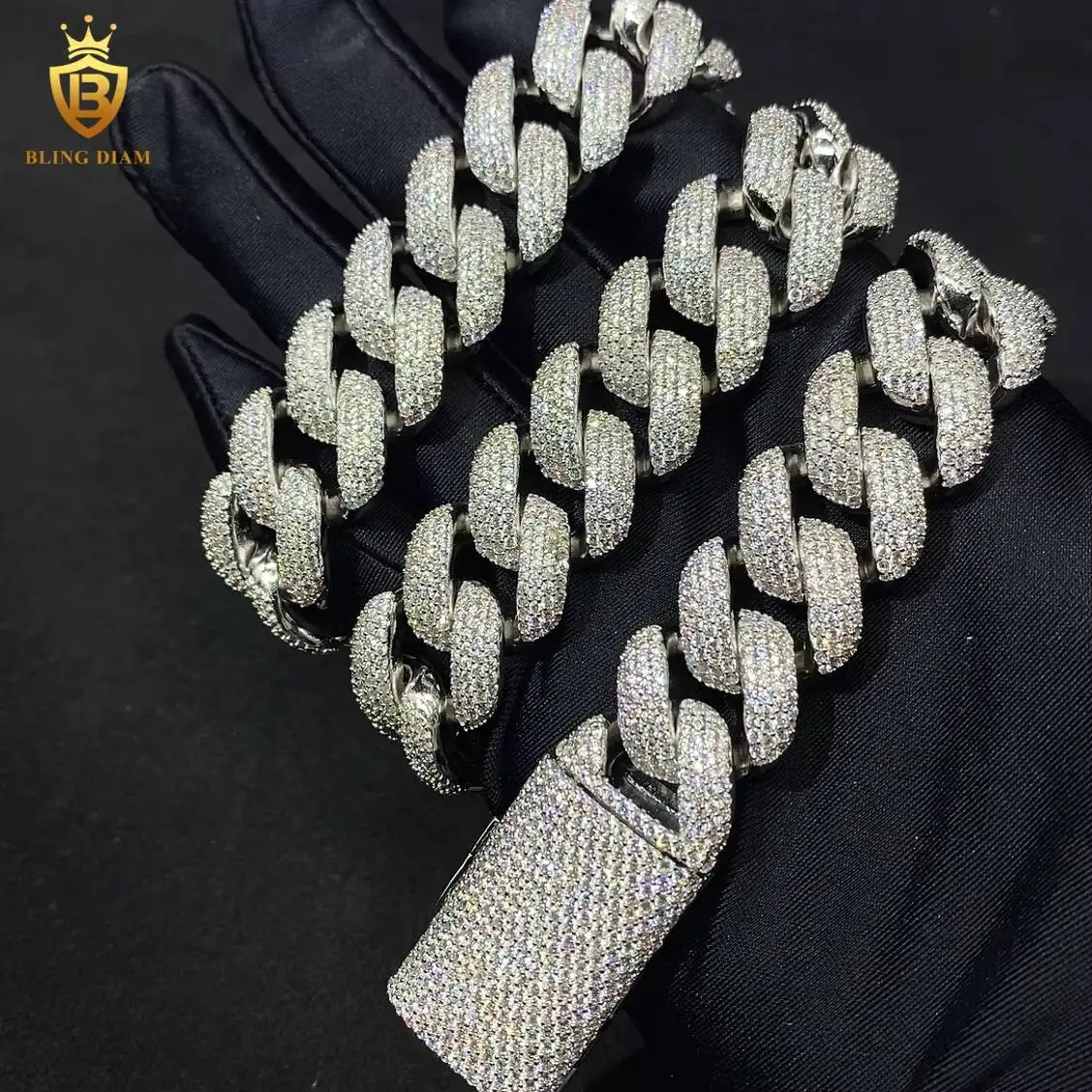 Luxury Heavy Rapper Chains 18MM 925 Sterling Silver Chain Cuban Iced Out Moissanite Cuban Link Pass Diamond Test Vvs Moissanite