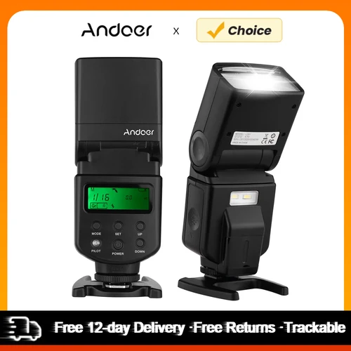Andoer-Flash Universal Speedlite GN40, luz de relleno LED ajustable para cámara Canon, Nikon, Olympus, Pentax, cámaras DSLR