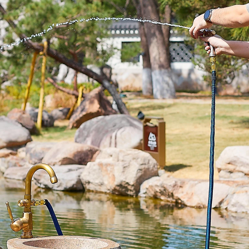 Full Copper Rustic Style Single Cold Outdoor Faucet Freezing Protection for Outdoor Stone Marble Wash Basin