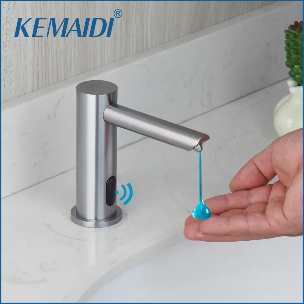 KEMAIDI Bathroom Stainless Steel 500ml Automatic Soap Dispenser Touchless Sensor Hand Sanitizer Big Shampoo Detergent Dispenser