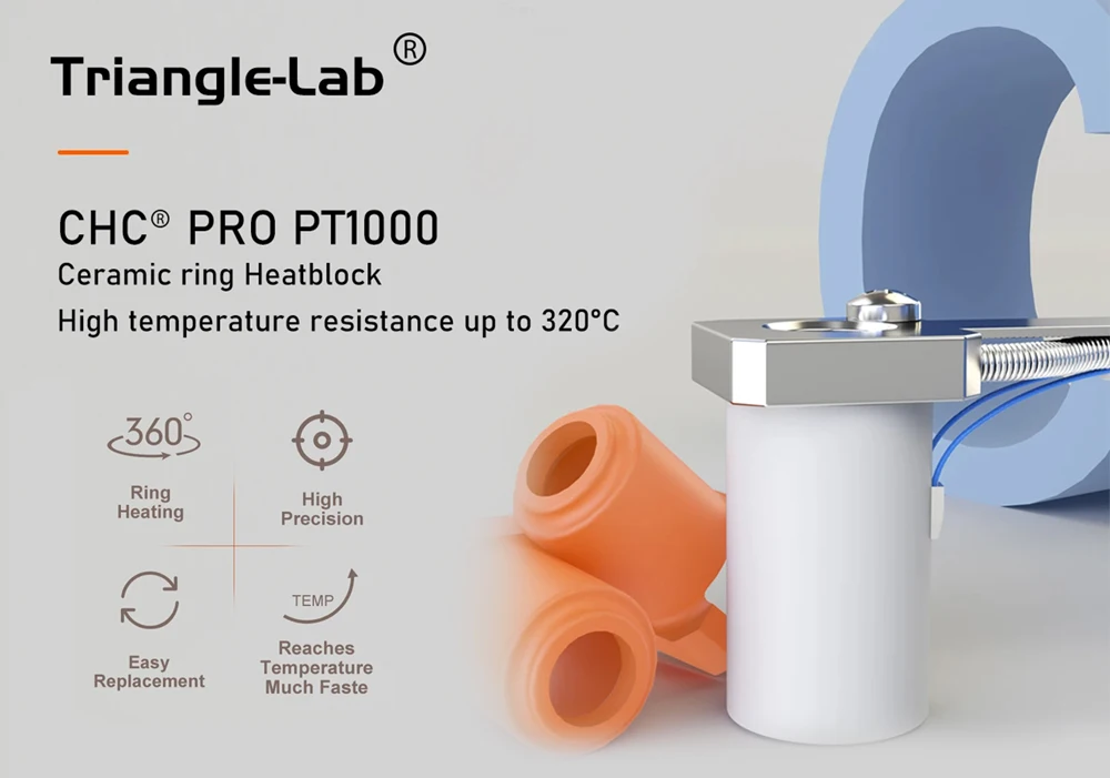 Trianglelab 115W Hochleistungs-CHC Pro Kit PT1000 Keramik-Heizkern Schnellheizung für Ender 3 Volcano Hotend CR10 MK3S BLV – Detail 1