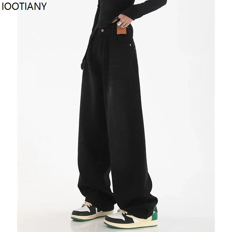 الإناث الكلاسيكية الرجعية عالية الخصر فضفاض الجينز النساء الكورية اليومية مستقيم الساق سراويل جينز الفتيات مريحة السراويل الطويلة 2026 #5