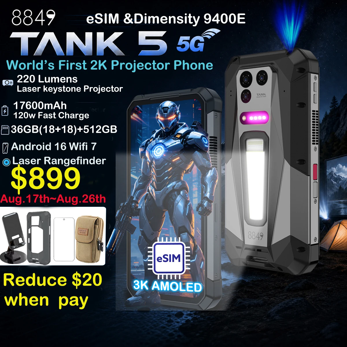8849 TANK5 プロジェクター内蔵タフネススマホ 18+512GB 特別割引